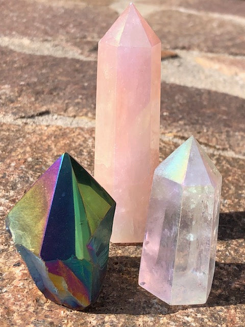 Angel Aura oder Titan Aura in bester Qualität, Bergkristall Rosenquarz Amethyst Kristalle Regenbogen Aura