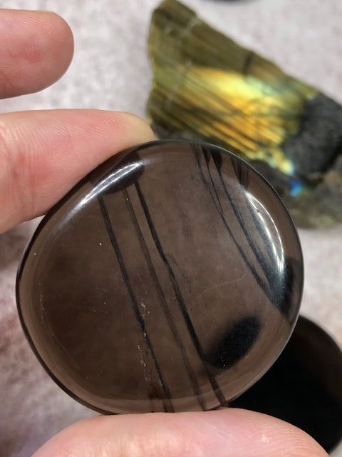 Lamellen Obsidian oder Labradorit Handschmeichler Obsidian