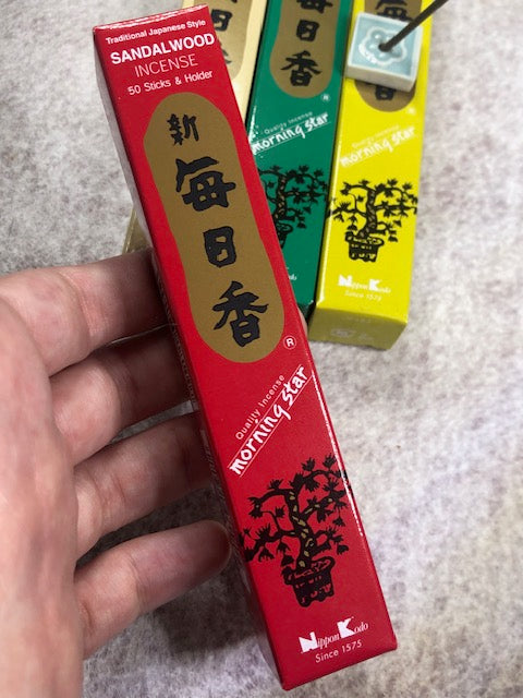 Japanische Räucherstäbchen Palo Santo, Patchouli, Zedern- oder Sandelholz 100% natürliche Inhaltsstoffe, Morning Star